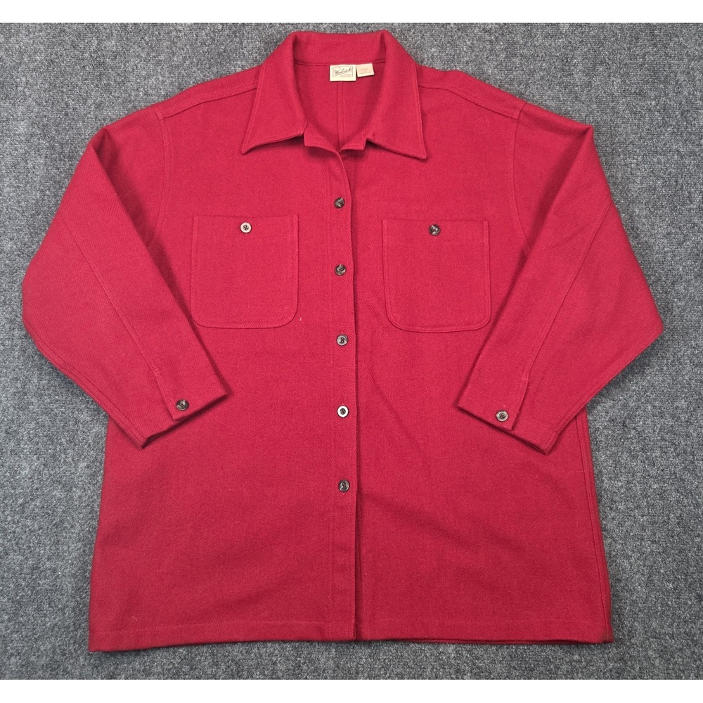 Woolrich Wool Overshirt Jacket Womens L Red USA - Picture 2 of 7